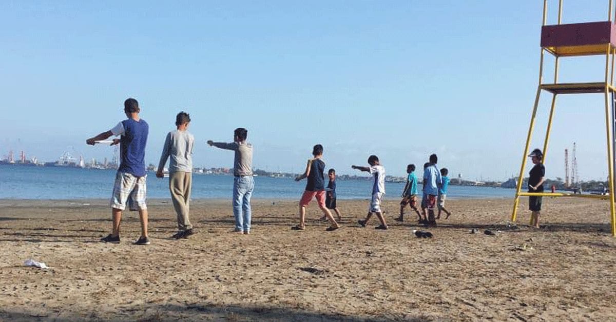 Sectional rehearsal at the beach